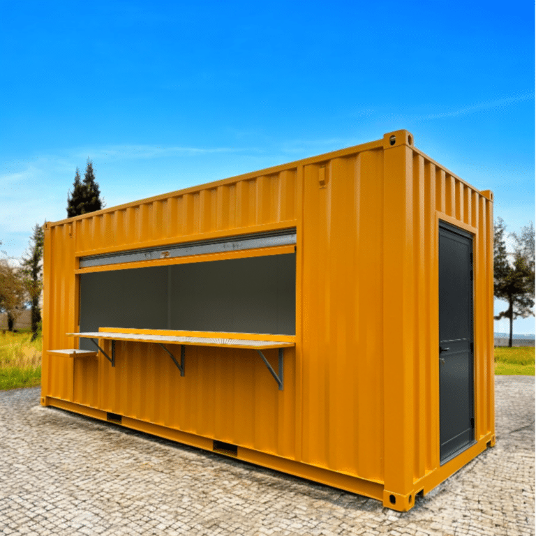 Guichet jaune - Container Comptoir d’Accueil Événementiel