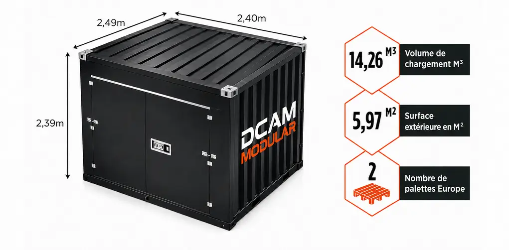 dimension container 8 pieds démontable