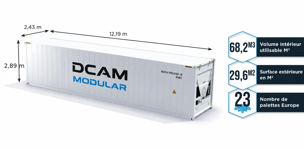 dimension container 40 pieds high cube reefer