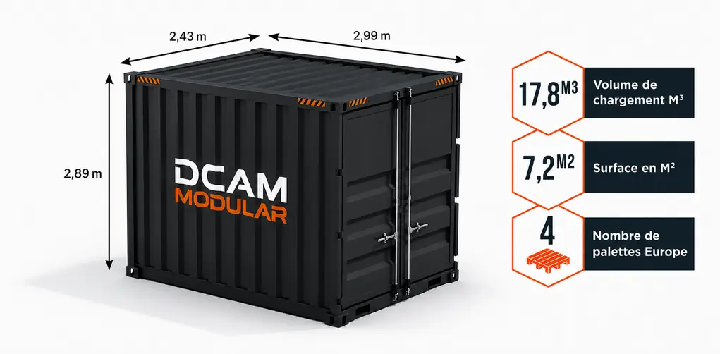 dimensions container dry 10 pieds high cube