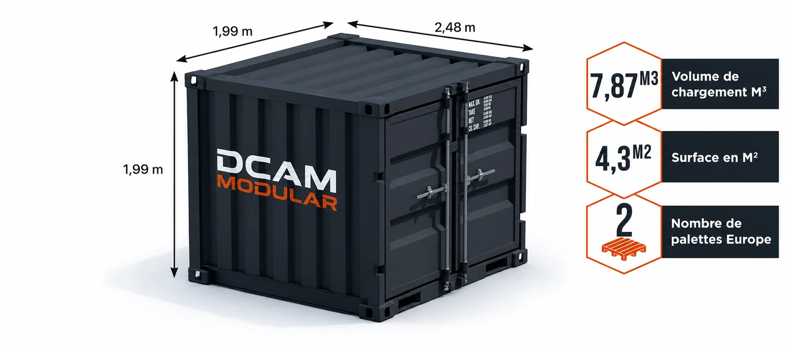 quelle est la taille d'un container 6 pieds dry