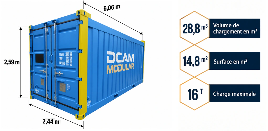 Dimensions du Conteneur maritime offshore 20 pieds DNV